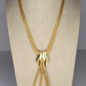Vintage Gold Tone Leaf Knot Necklace